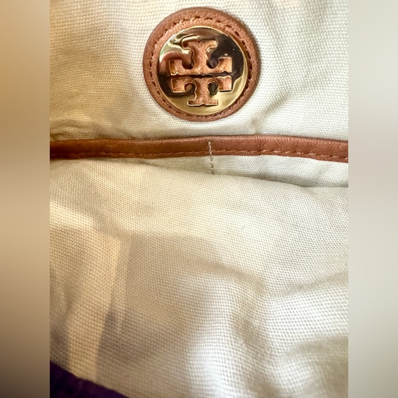 Tory Burch Adorable Alice Purple and Brown Adjustable Quilted Nylon Bag GUC - Picture 8 of 10